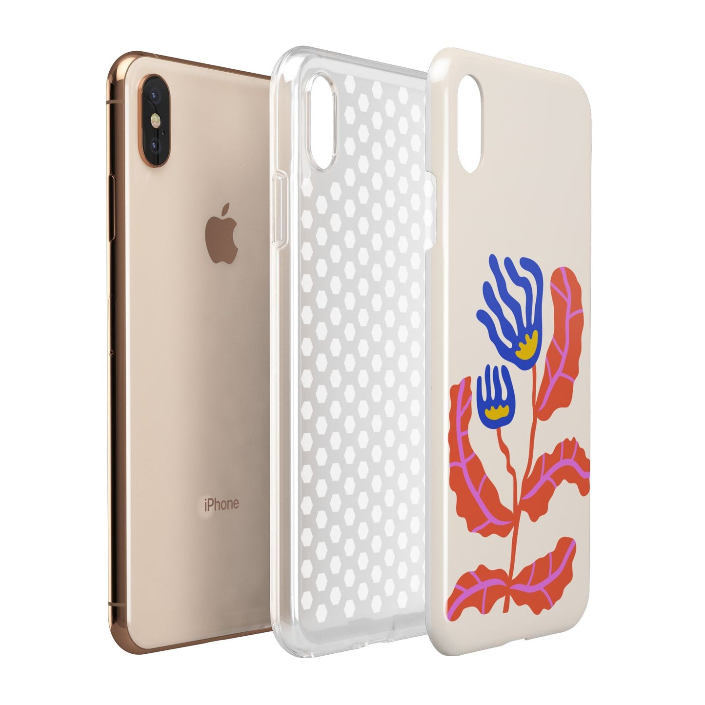 Contemporary Floral Apple iPhone Xs Max 3D Tough Case Expanded View