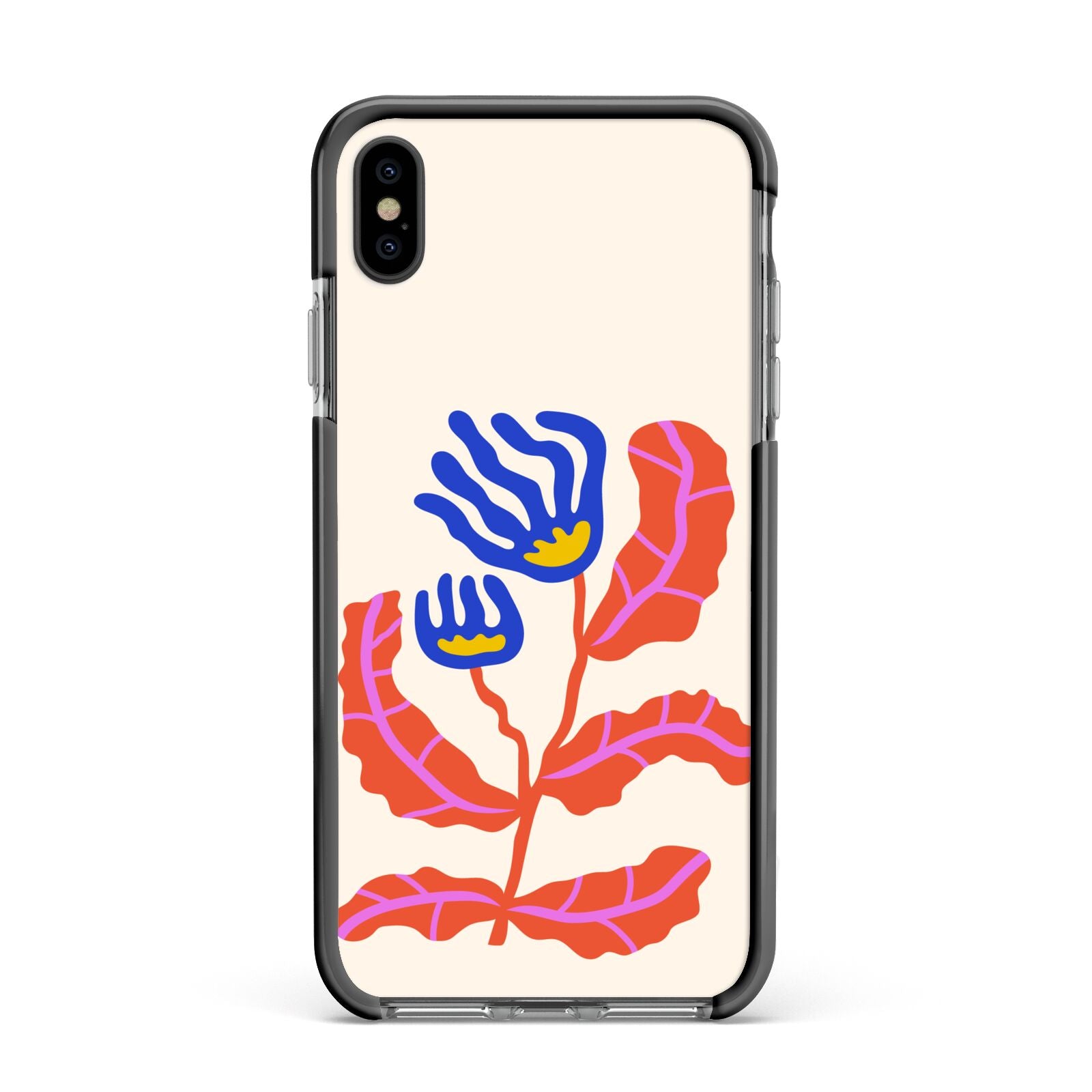 Contemporary Floral Apple iPhone Xs Max Impact Case Black Edge on Black Phone