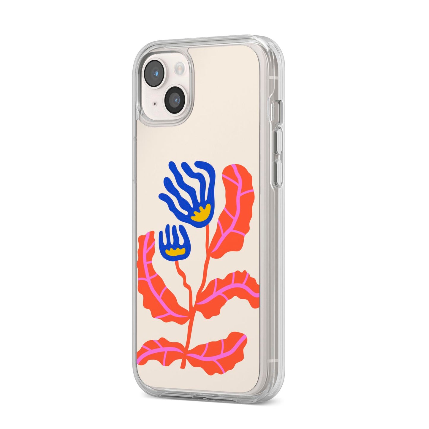 Contemporary Floral iPhone 14 Plus Clear Tough Case Starlight Angled Image