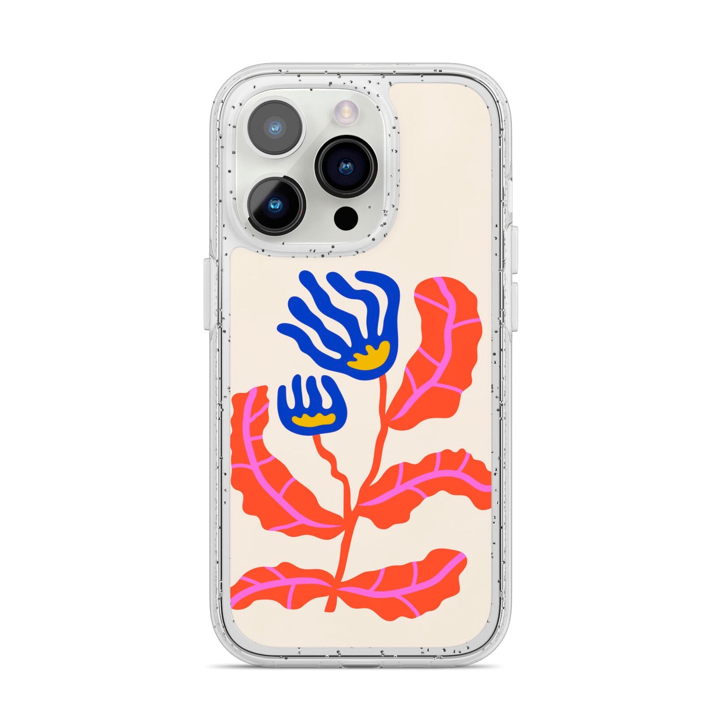 Contemporary Floral iPhone 14 Pro Glitter Tough Case Silver