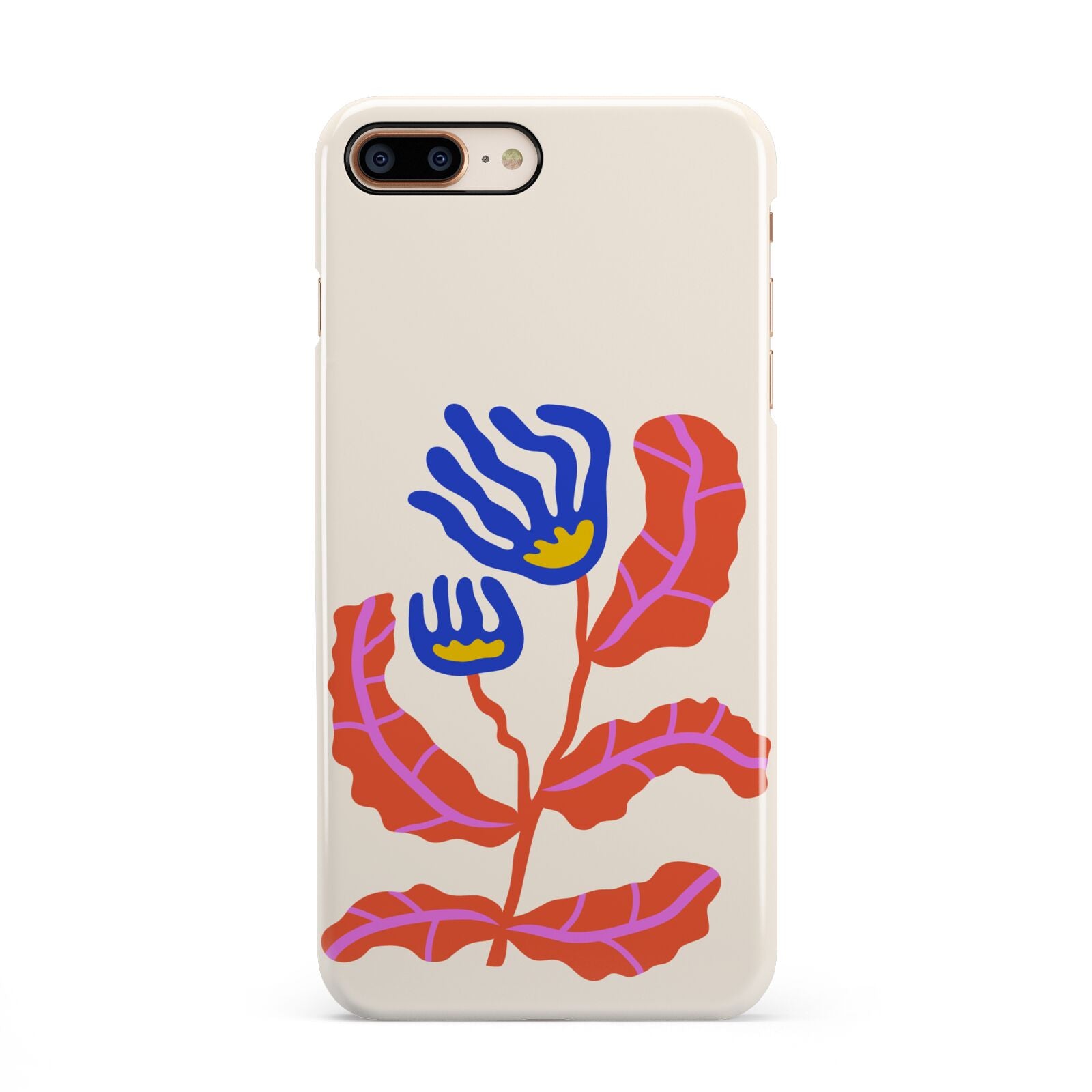 Contemporary Floral iPhone 8 Plus 3D Snap Case on Gold Phone