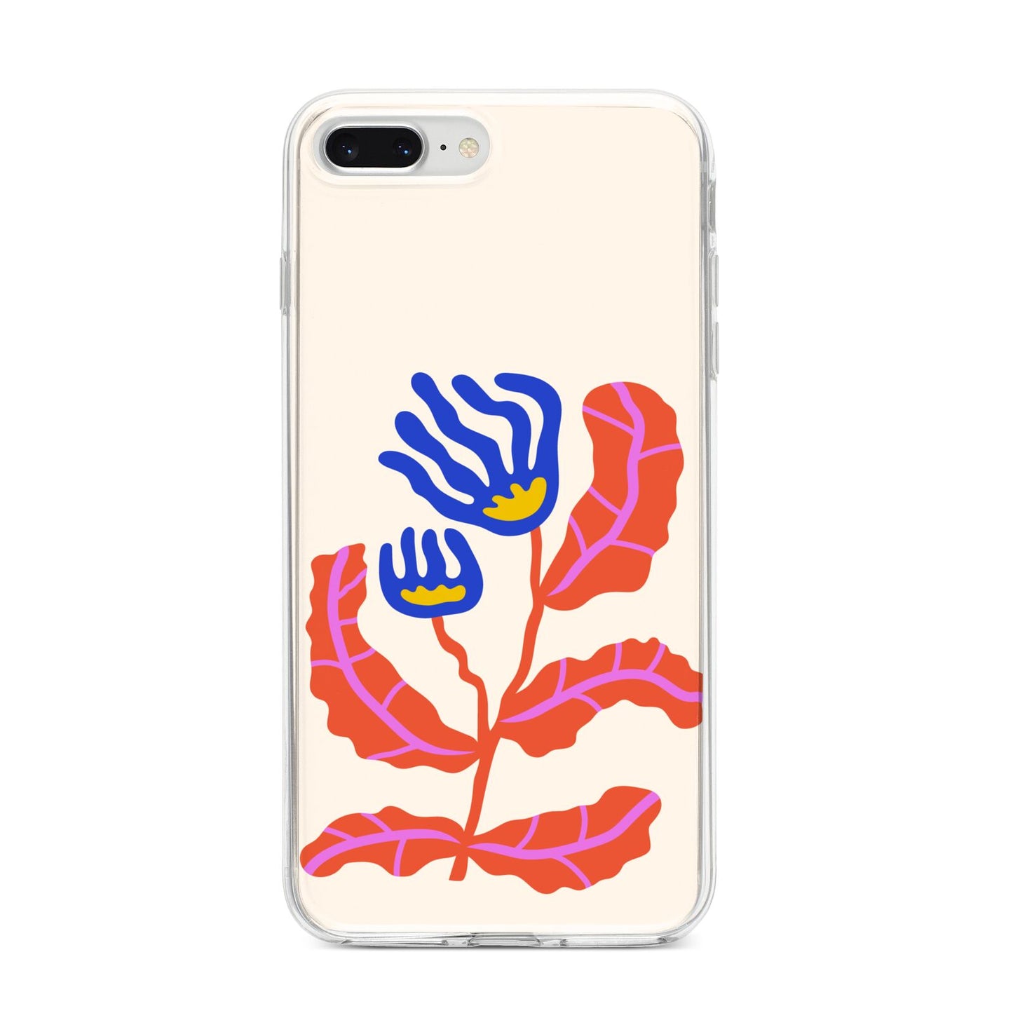 Contemporary Floral iPhone 8 Plus Bumper Case on Silver iPhone