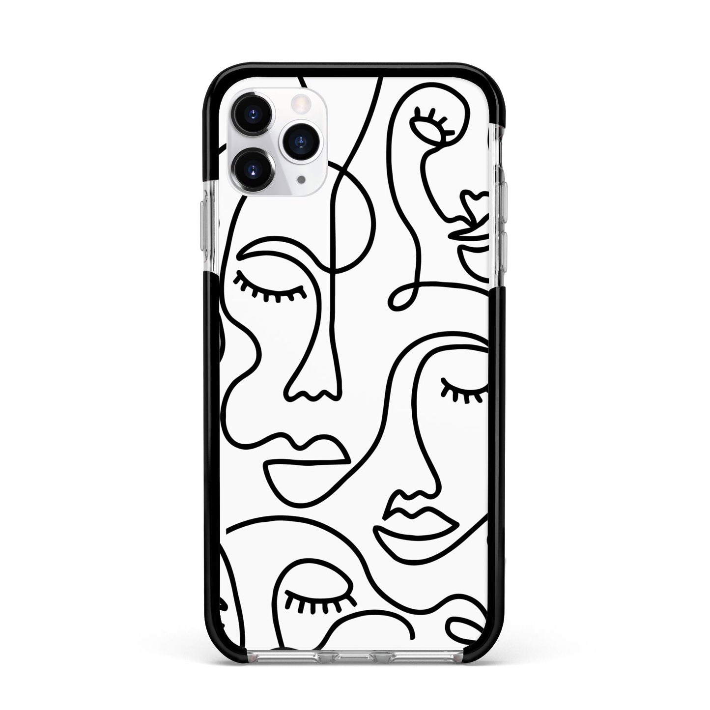 Continuous Abstract Face Apple iPhone 11 Pro Max in Silver with Black Impact Case