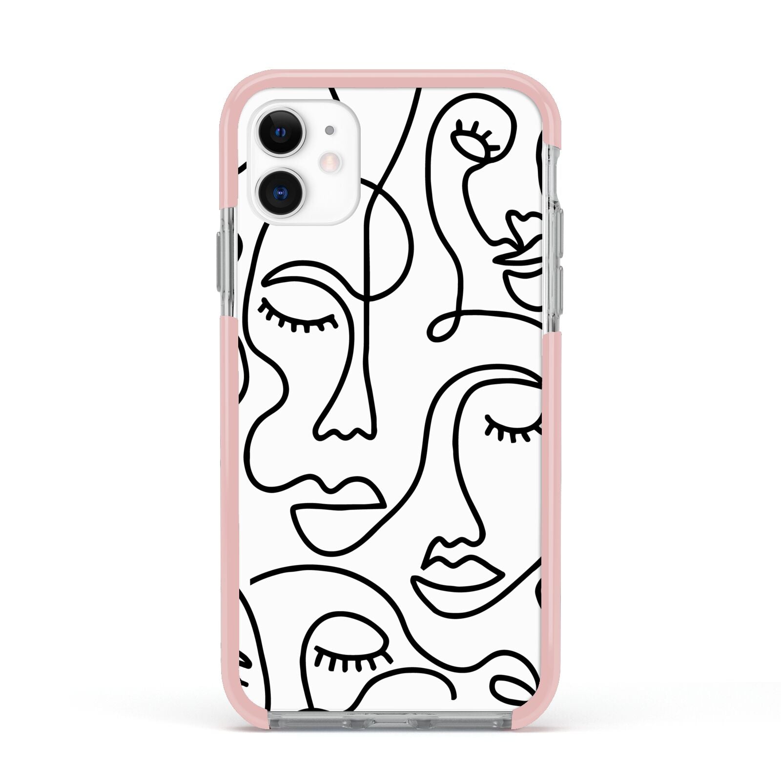Continuous Abstract Face Apple iPhone 11 in White with Pink Impact Case