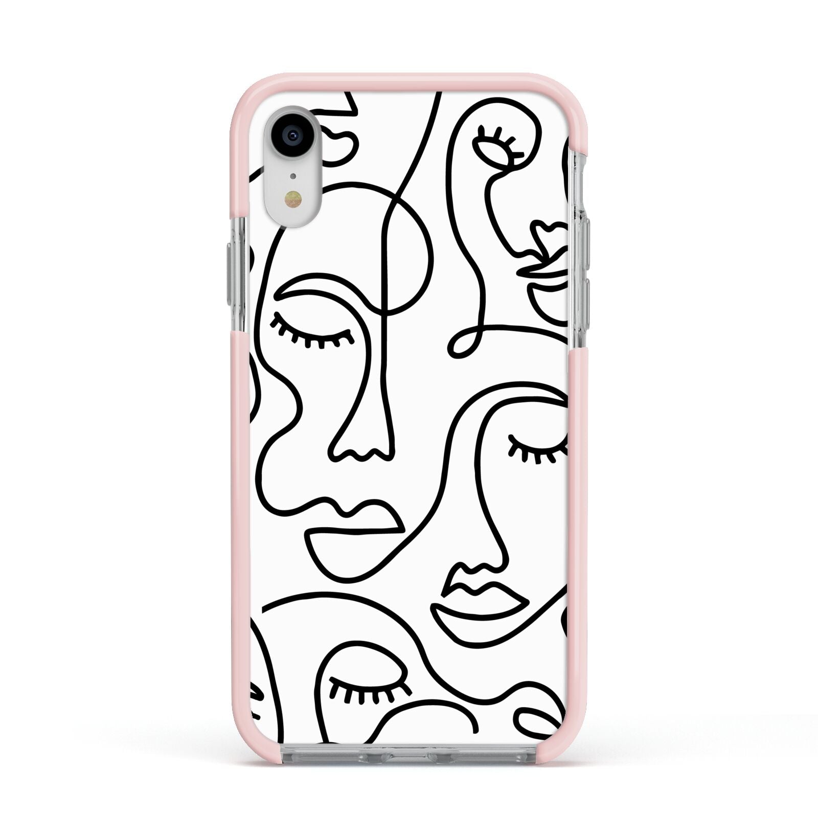 Continuous Abstract Face Apple iPhone XR Impact Case Pink Edge on Silver Phone