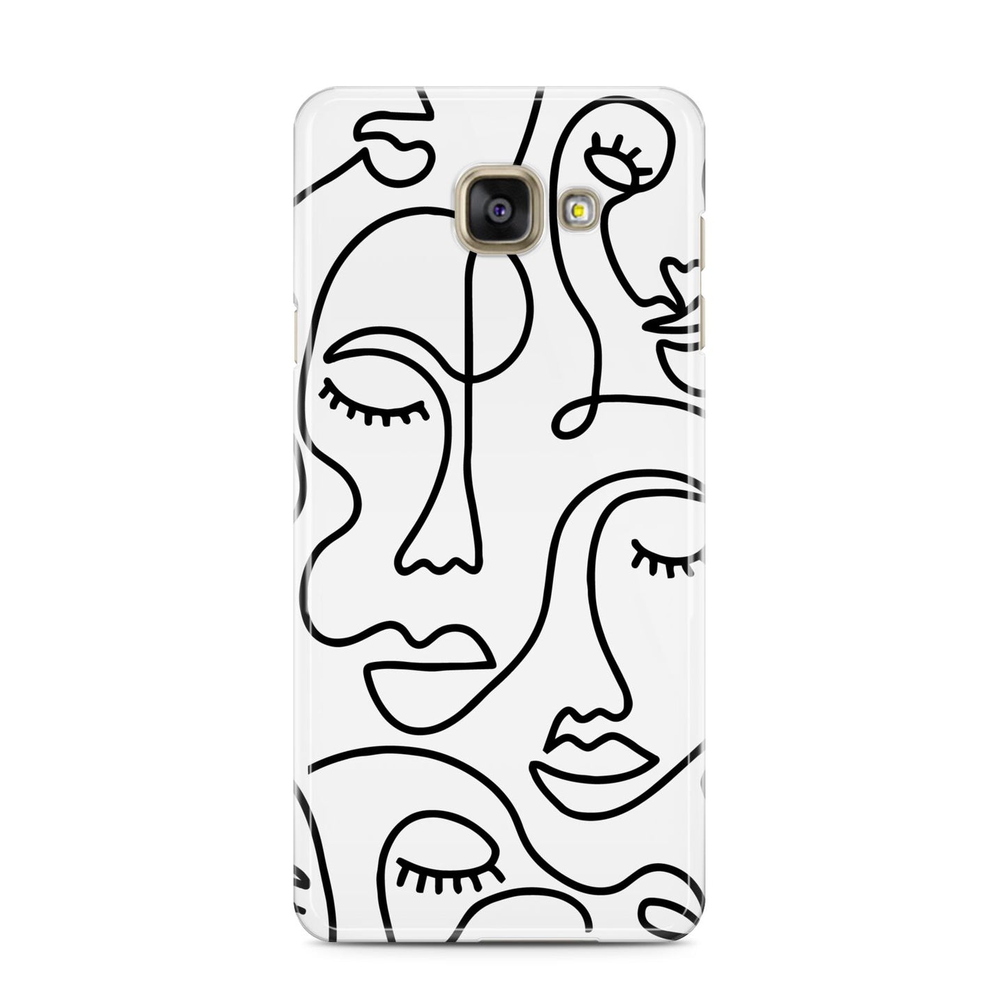 Continuous Abstract Face Samsung Galaxy A3 2016 Case on gold phone