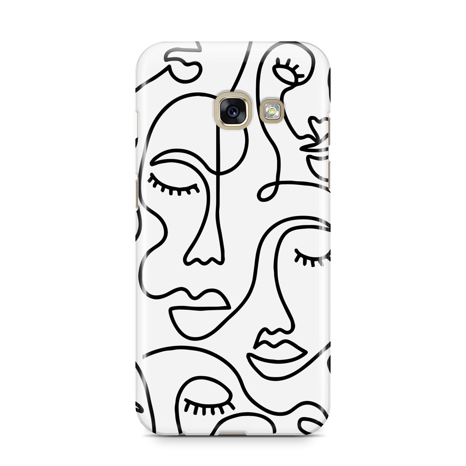 Continuous Abstract Face Samsung Galaxy A3 2017 Case on gold phone
