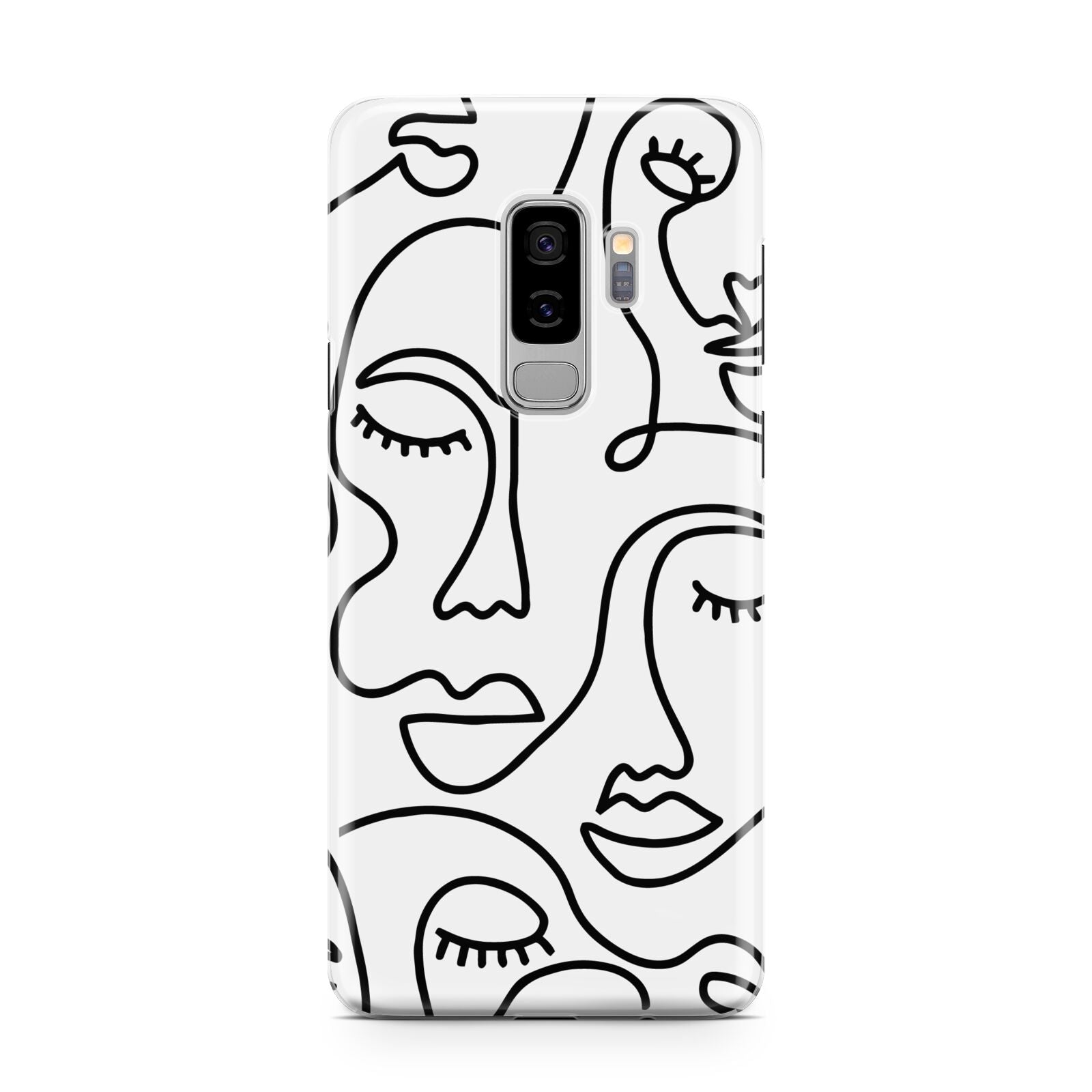 Continuous Abstract Face Samsung Galaxy S9 Plus Case on Silver phone