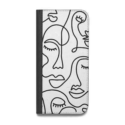 Continuous Abstract Face Vegan Leather Flip iPhone Case