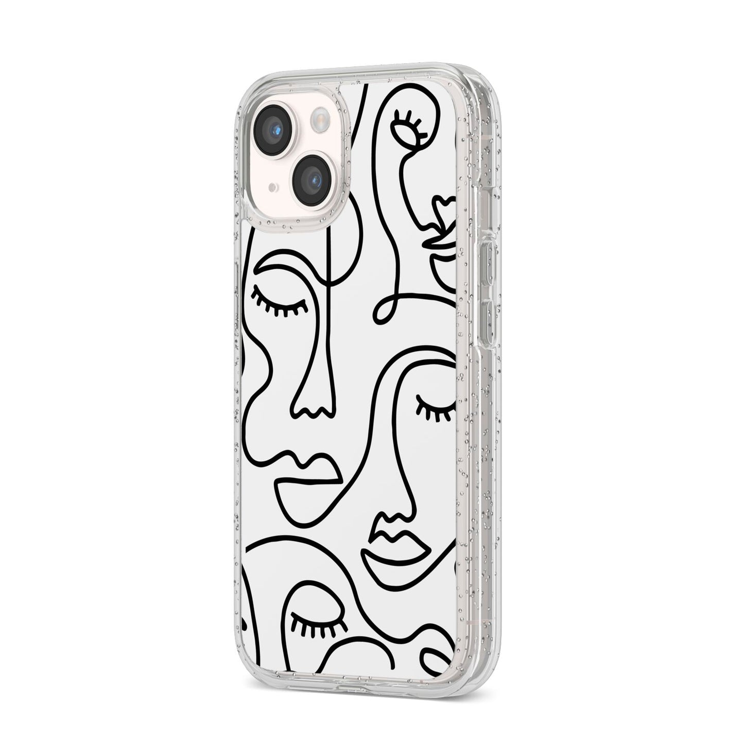 Continuous Abstract Face iPhone 14 Glitter Tough Case Starlight Angled Image