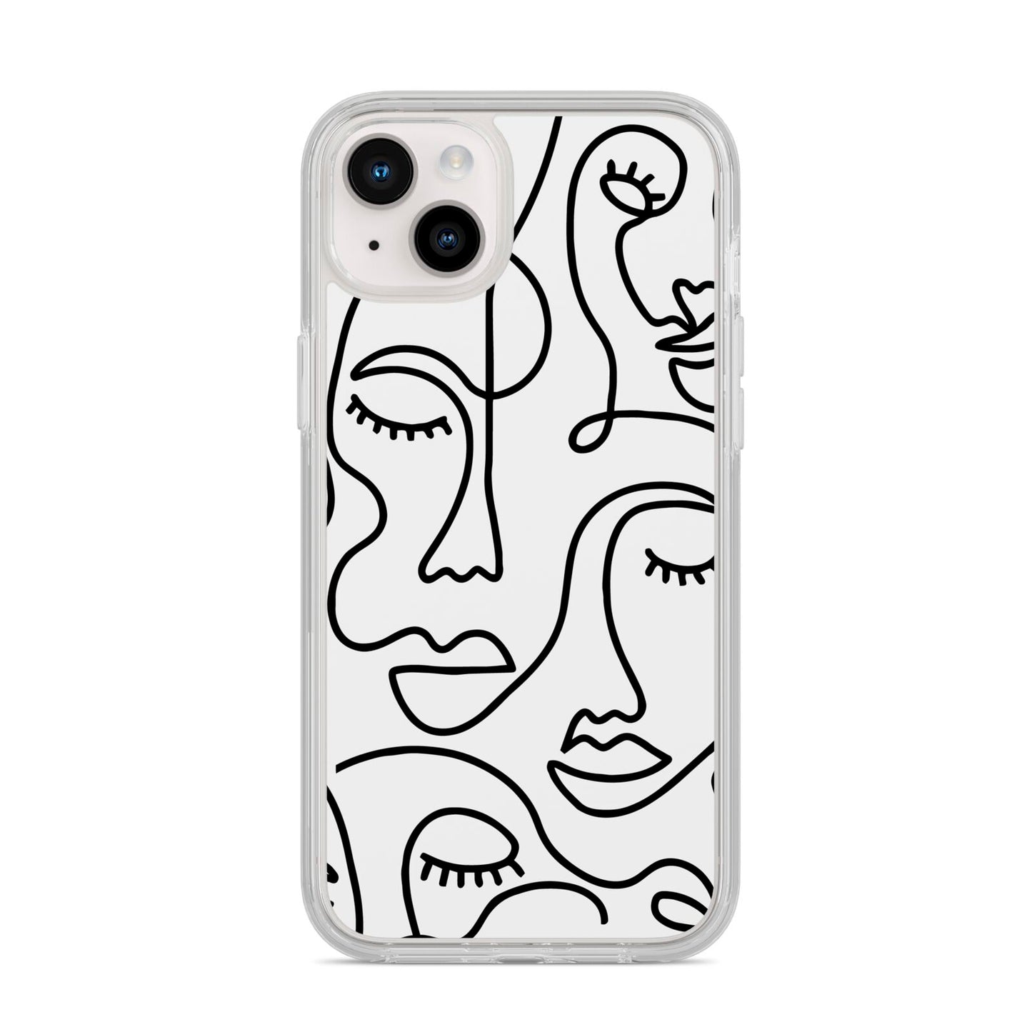 Continuous Abstract Face iPhone 14 Plus Clear Tough Case Starlight