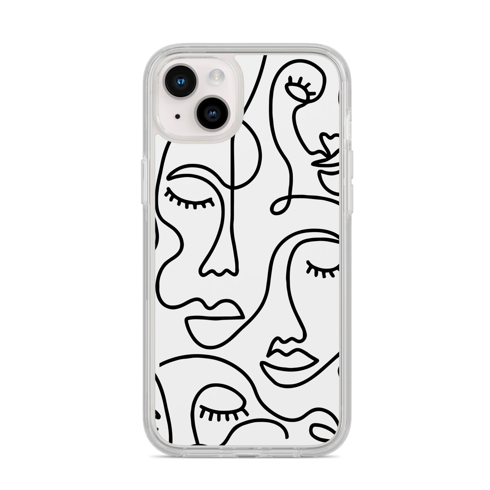 Continuous Abstract Face iPhone 14 Plus Clear Tough Case Starlight