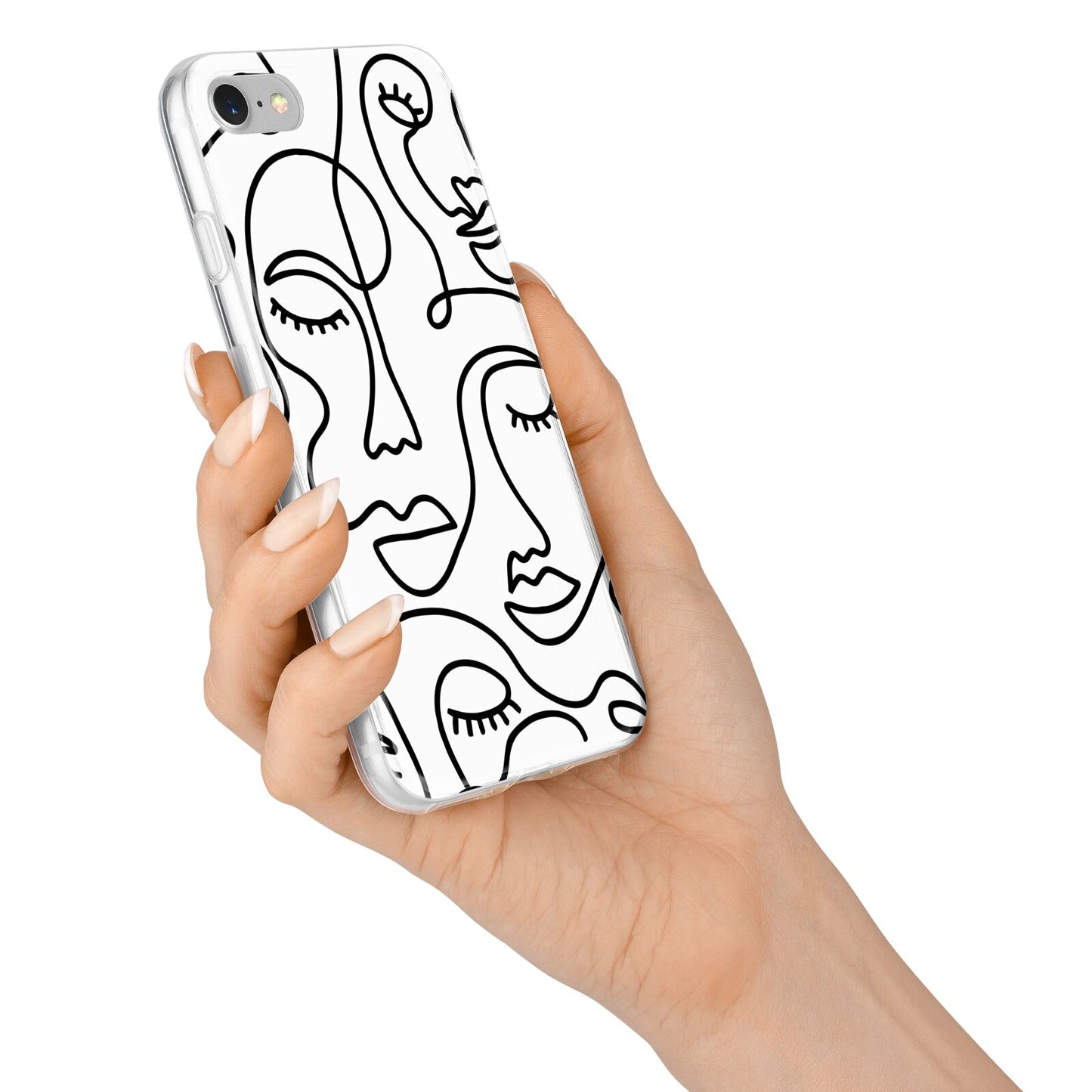 Continuous Abstract Face iPhone 7 Bumper Case on Silver iPhone Alternative Image