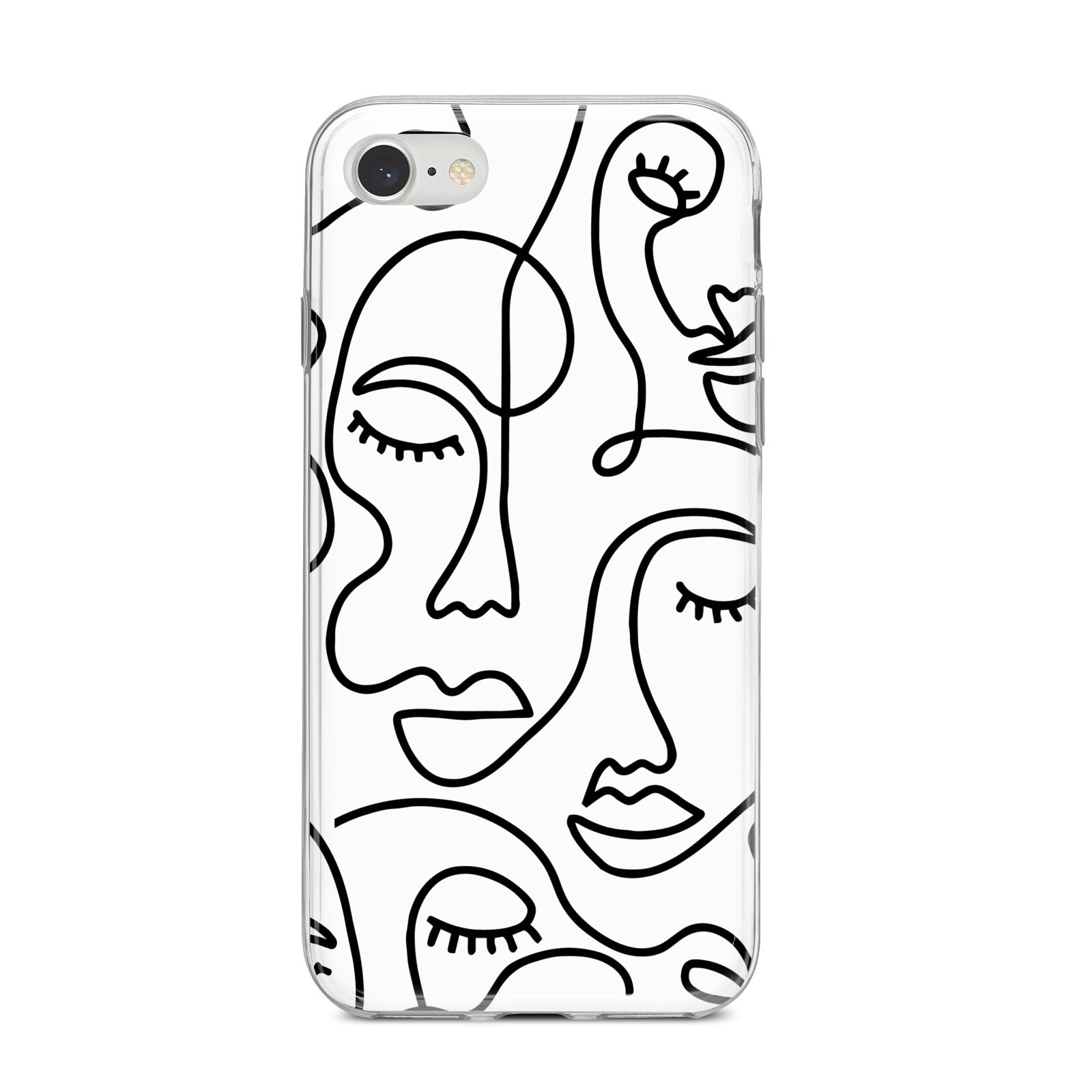 Continuous Abstract Face iPhone 8 Bumper Case on Silver iPhone