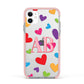 Contrast Initials Heart Print Apple iPhone 11 in White with Pink Impact Case
