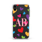 Contrast Initials Heart Print Apple iPhone Xs Max Impact Case White Edge on Black Phone