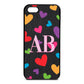 Contrast Initials Heart Print Black Pebble Leather iPhone 5 Case