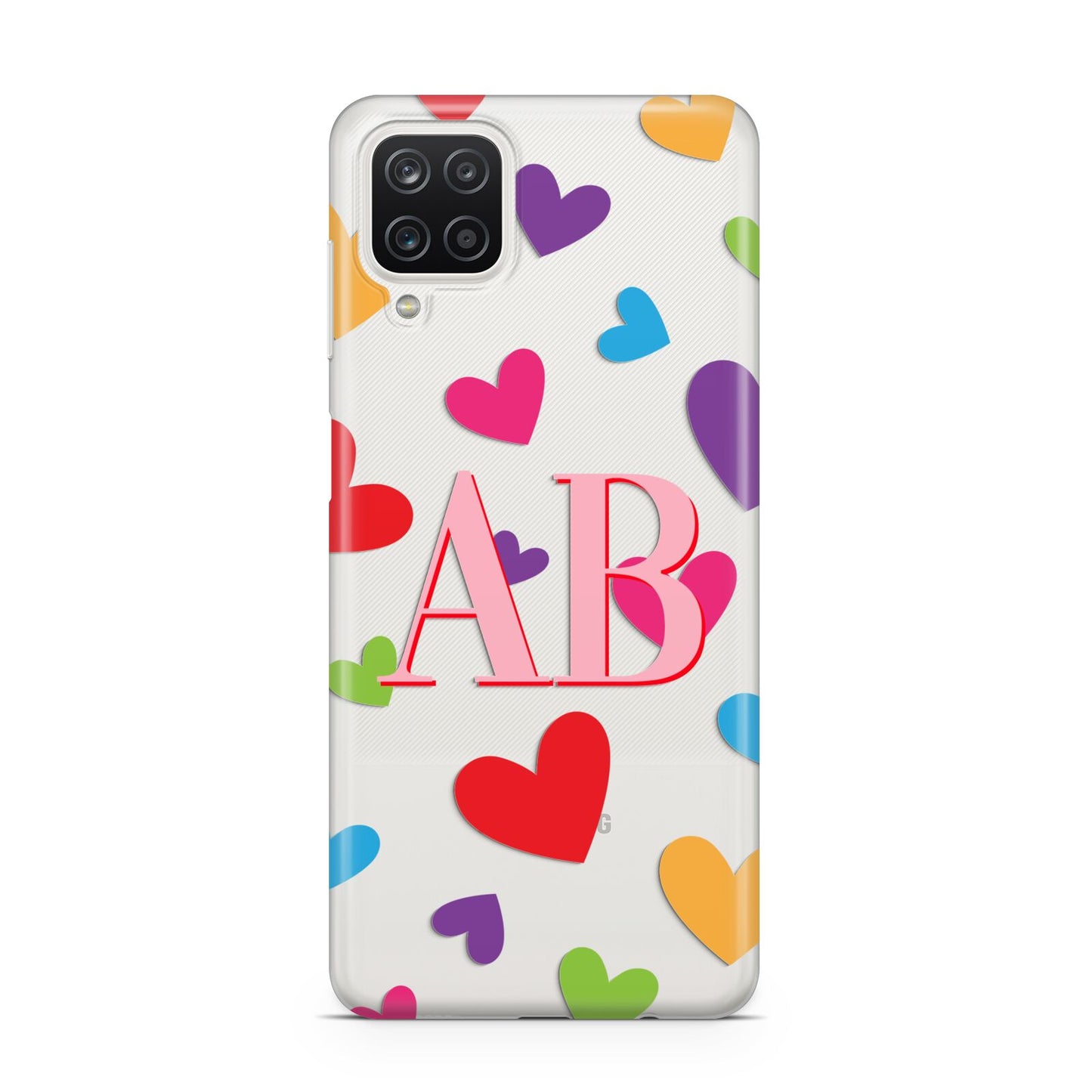 Contrast Initials Heart Print Samsung A12 Case