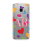 Contrast Initials Heart Print Samsung Galaxy S9 Case