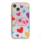 Contrast Initials Heart Print iPhone 13 Mini TPU Impact Case with Pink Edges