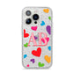Contrast Initials Heart Print iPhone 14 Pro Glitter Tough Case Silver