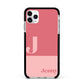 Contrast Personalised Pink Apple iPhone 11 Pro Max in Silver with Black Impact Case