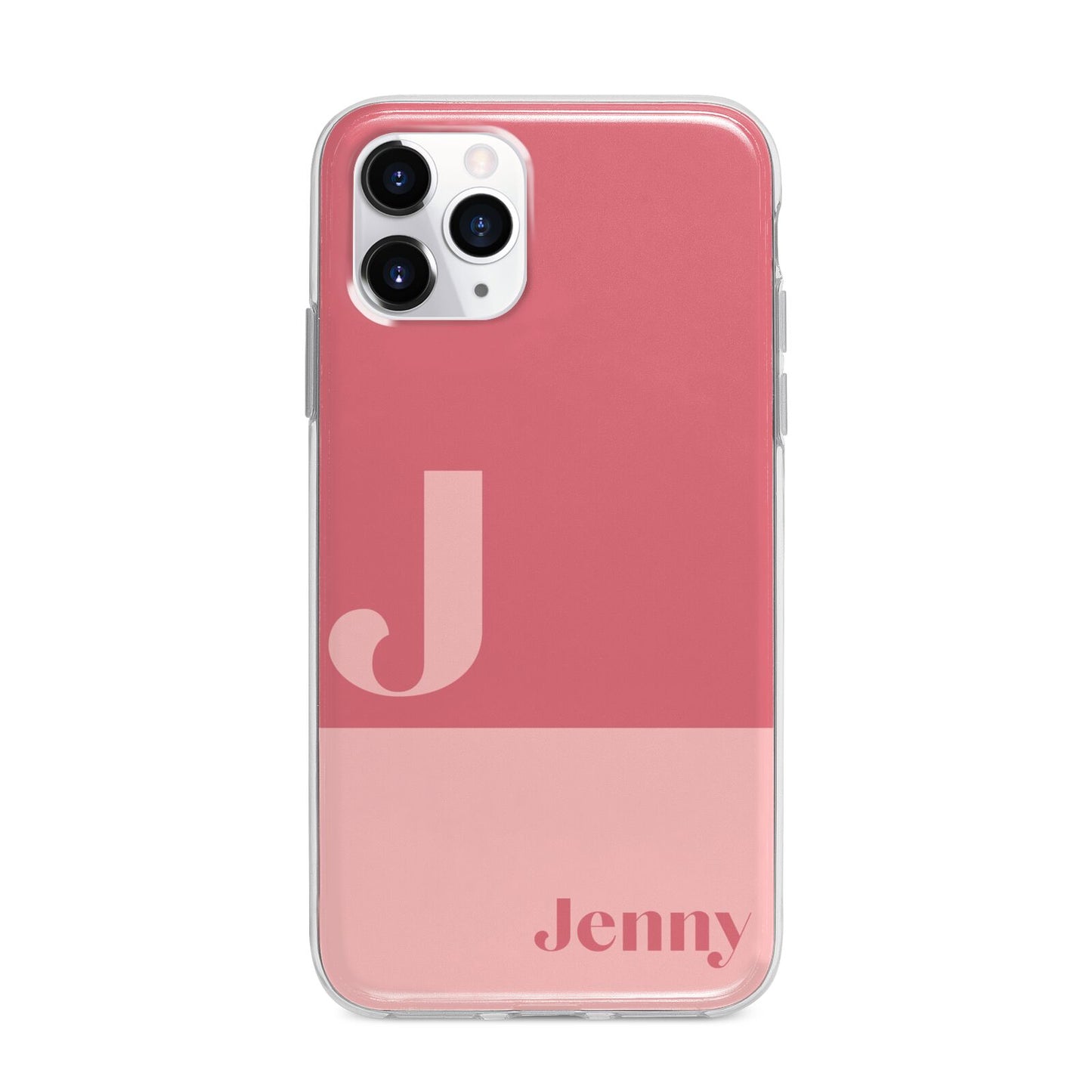 Contrast Personalised Pink Apple iPhone 11 Pro Max in Silver with Bumper Case