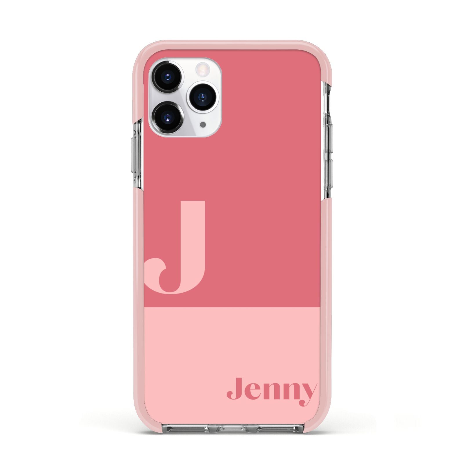 Contrast Personalised Pink Apple iPhone 11 Pro in Silver with Pink Impact Case