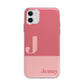 Contrast Personalised Pink Apple iPhone 11 in White with Bumper Case