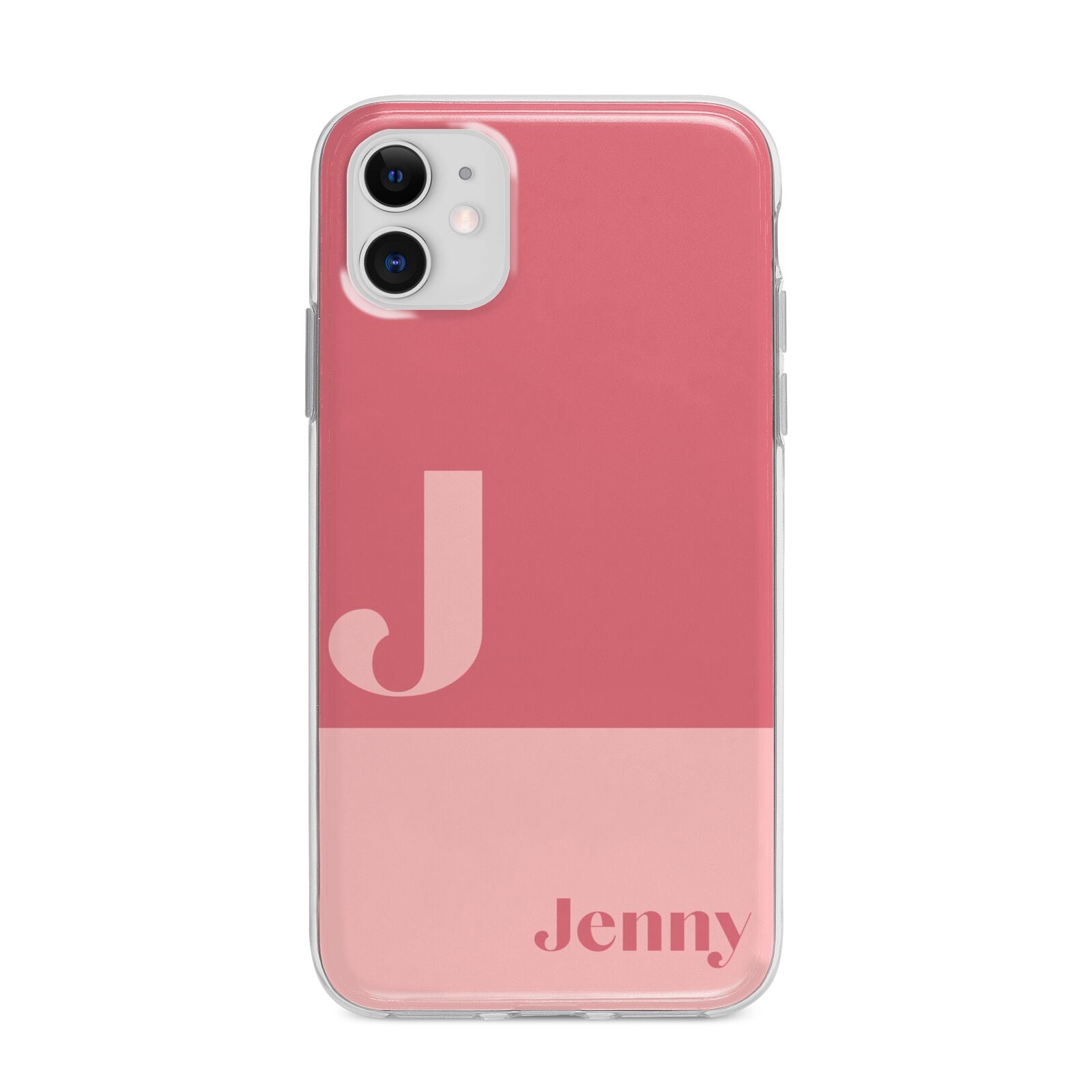 Contrast Personalised Pink Apple iPhone 11 in White with Bumper Case