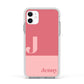 Contrast Personalised Pink Apple iPhone 11 in White with White Impact Case