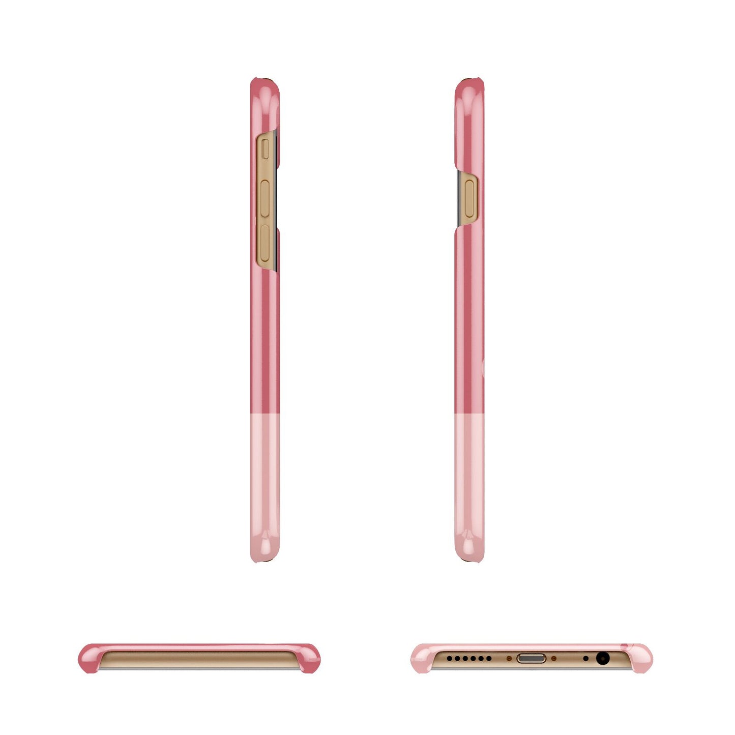 Contrast Personalised Pink Apple iPhone 6 3D Wrap Snap Case Angled Images