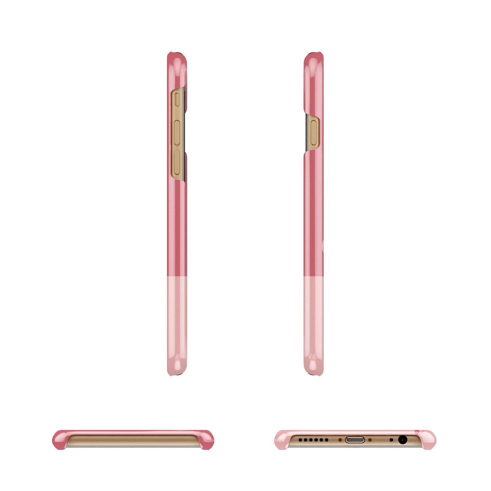 Contrast Personalised Pink Apple iPhone 6 3D Wrap Snap Case Angled Images