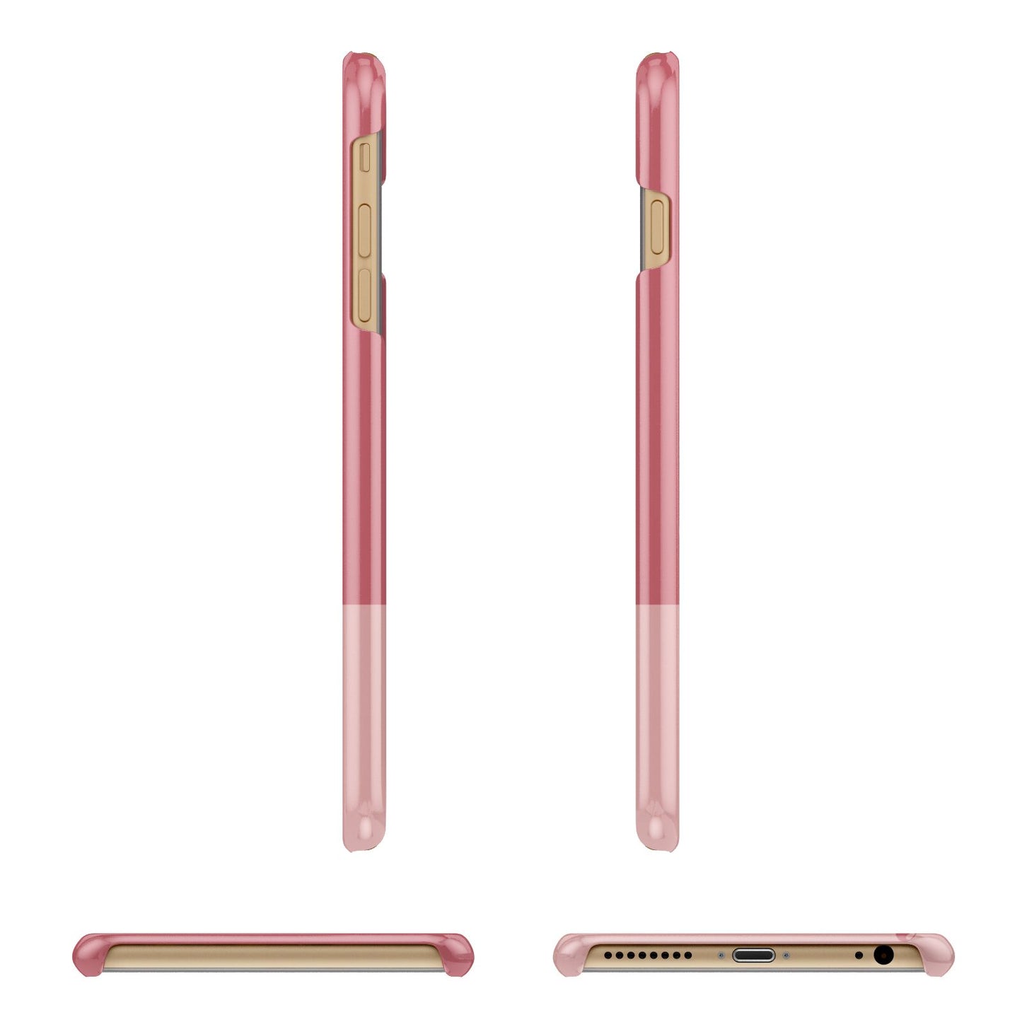 Contrast Personalised Pink Apple iPhone 6 Plus 3D Wrap Snap Case Angled Images