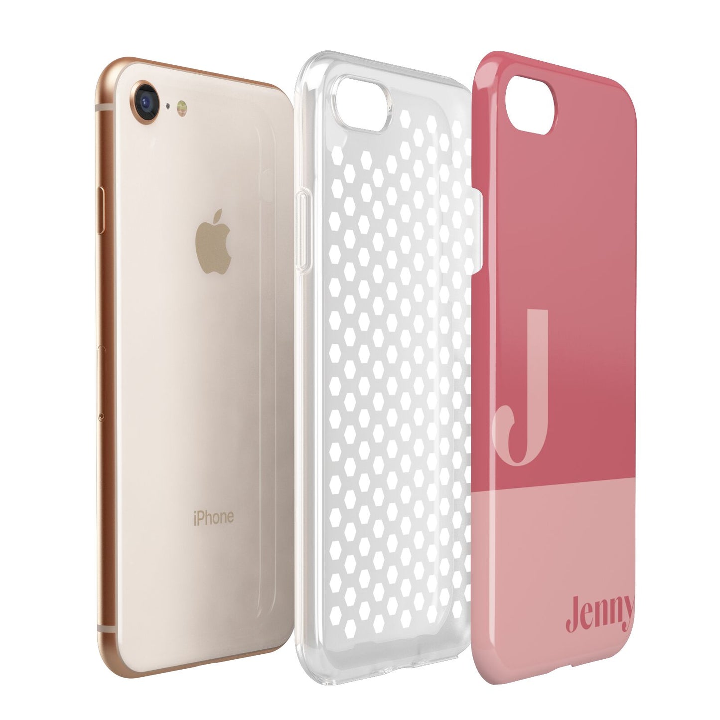 Contrast Personalised Pink Apple iPhone 7 8 3D Tough Case Expanded View