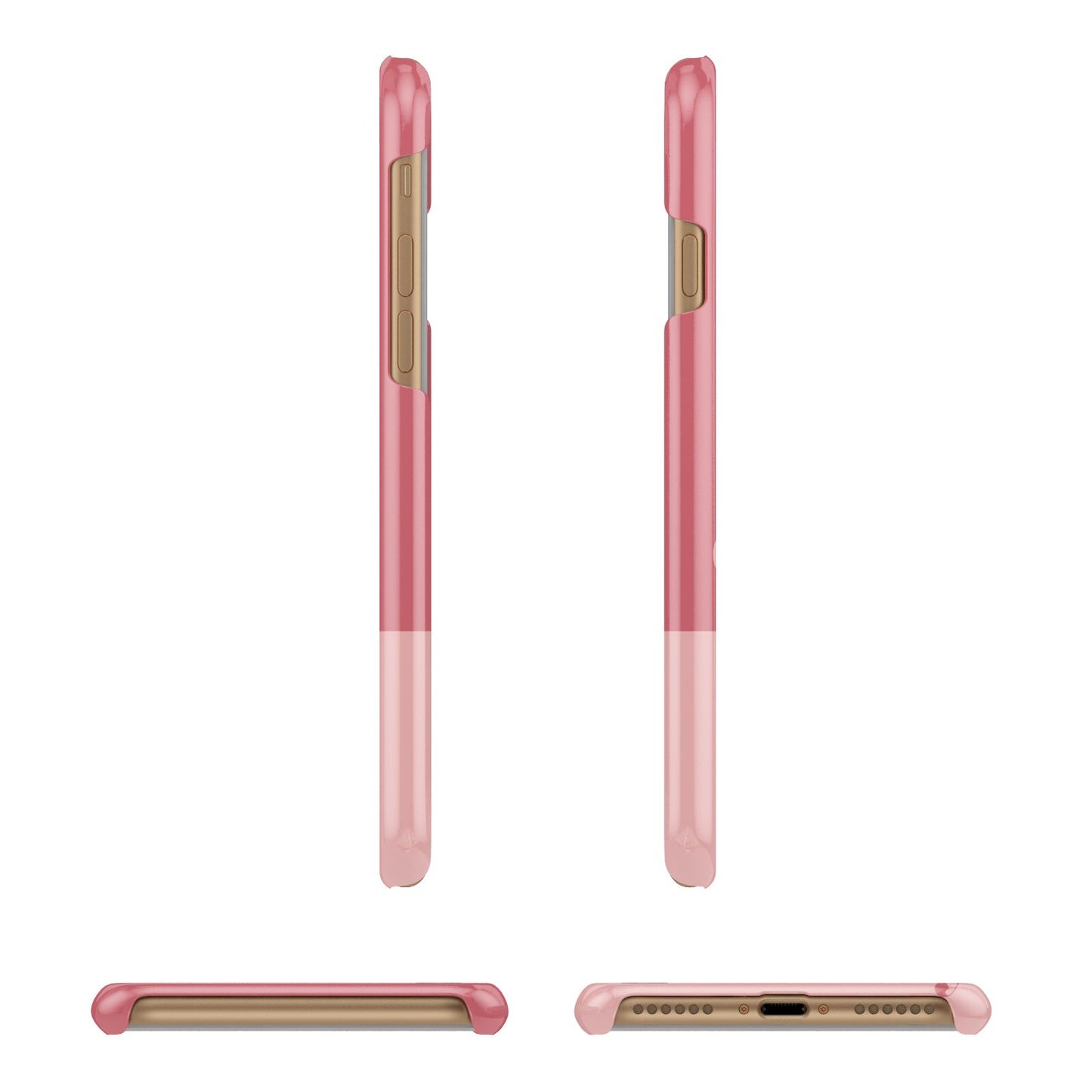 Contrast Personalised Pink Apple iPhone 7 8 3D Wrap Snap Case Angled Images