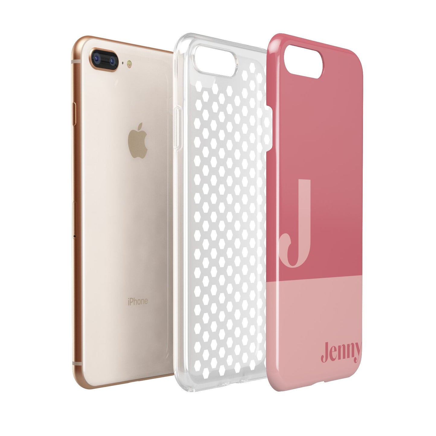 Contrast Personalised Pink Apple iPhone 7 8 Plus 3D Tough Case Expanded View