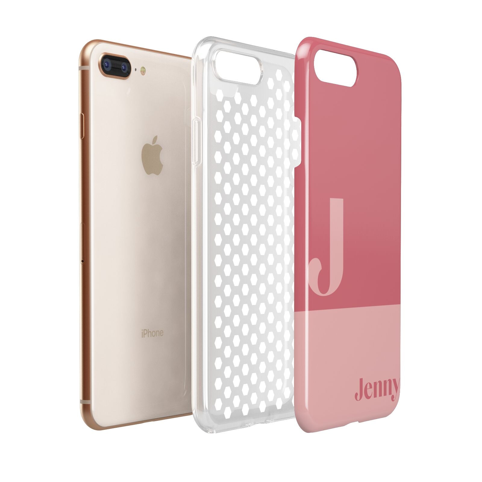 Contrast Personalised Pink Apple iPhone 7 8 Plus 3D Tough Case Expanded View