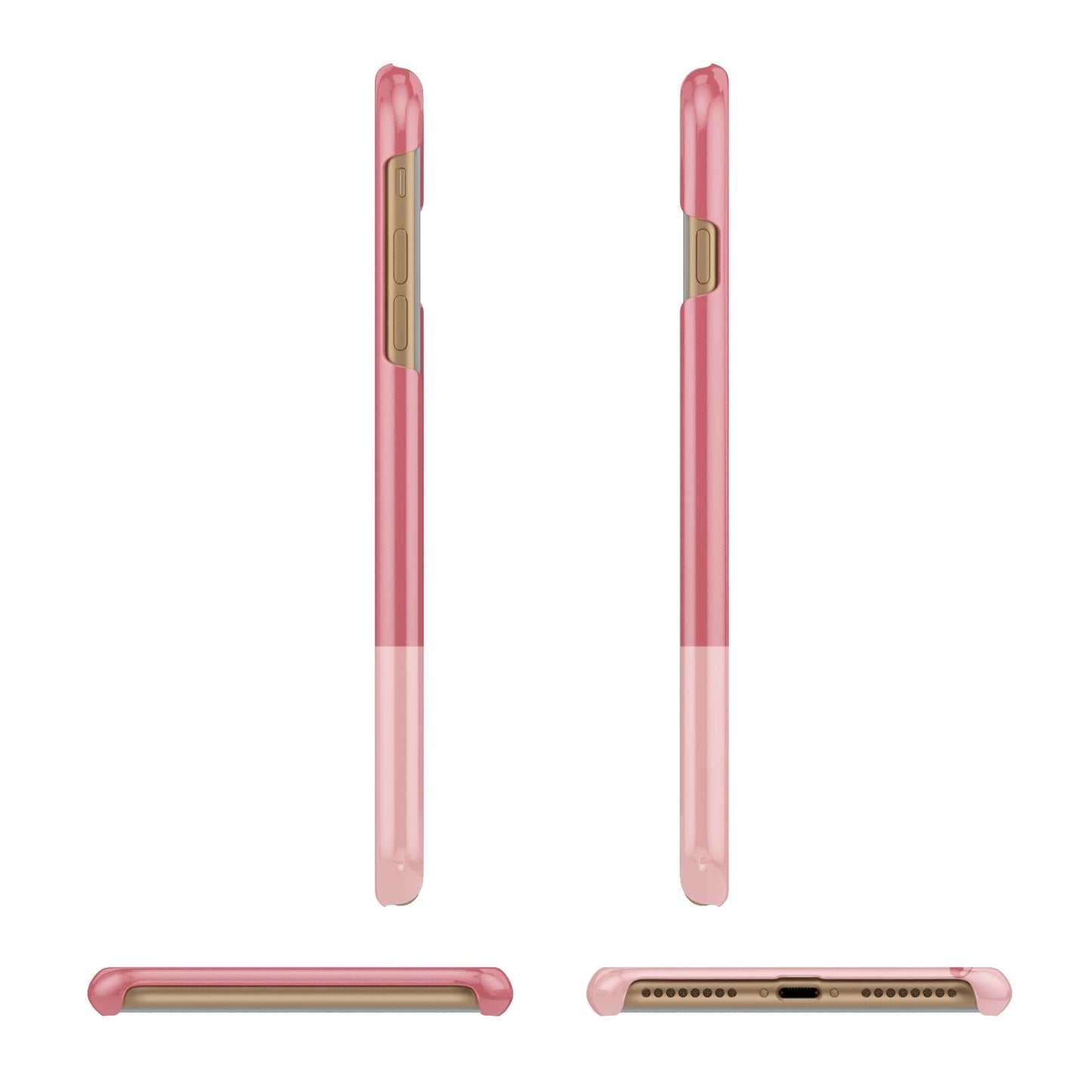 Contrast Personalised Pink Apple iPhone 7 Plus 3D Wrap Snap Case Angled Images