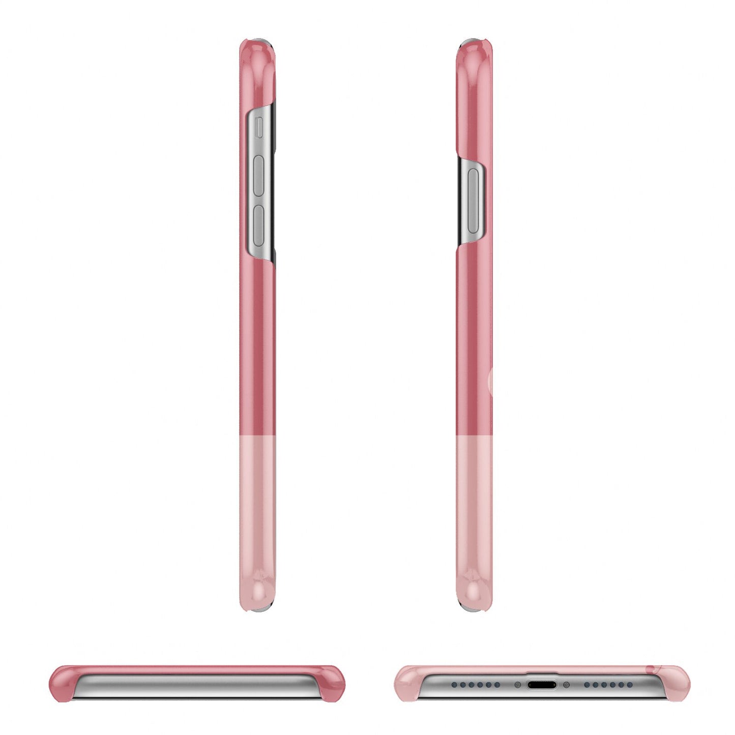 Contrast Personalised Pink Apple iPhone XR 3D Wrap Snap Case Angled Images on White Phone