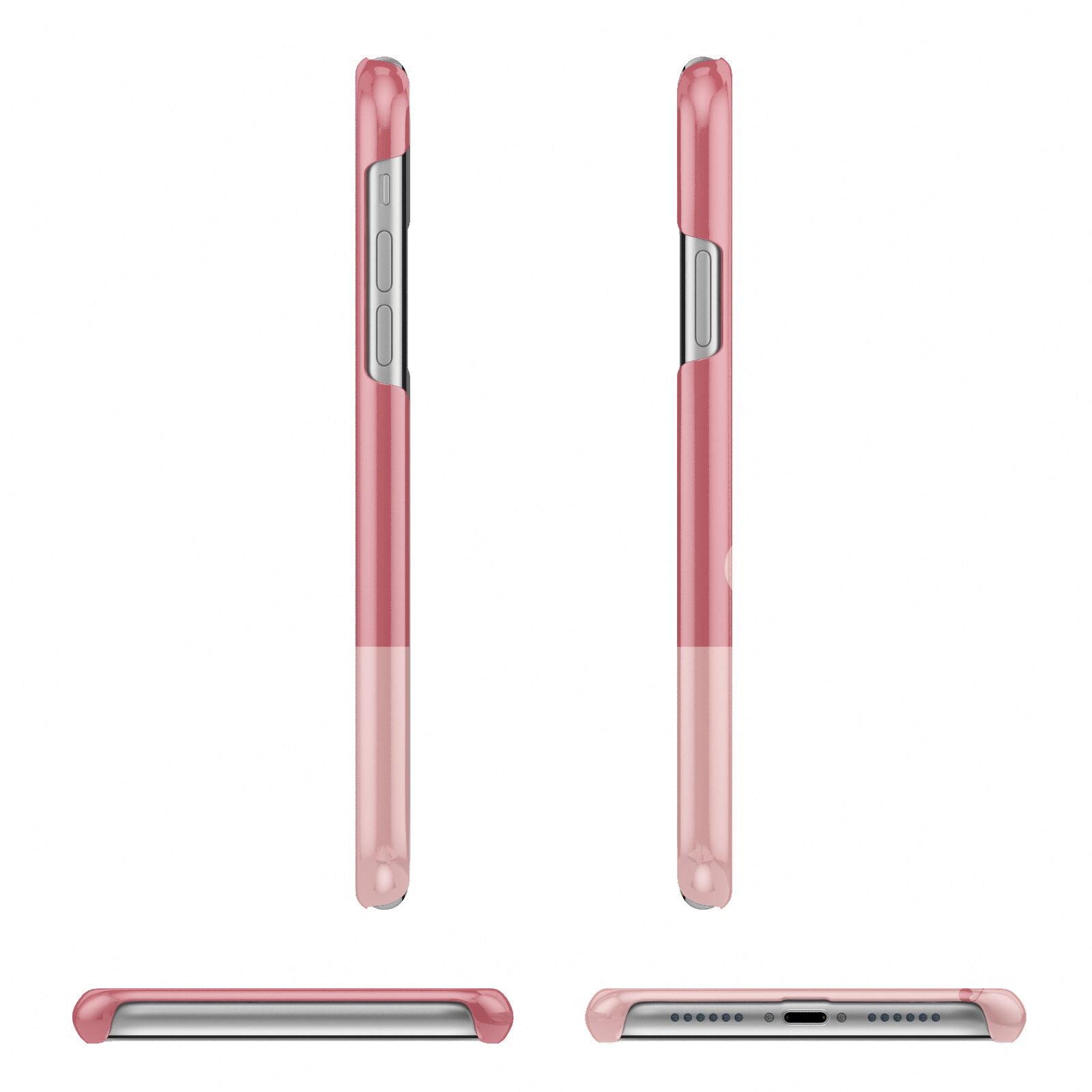 Contrast Personalised Pink Apple iPhone XR 3D Wrap Snap Case Angled Images on White Phone