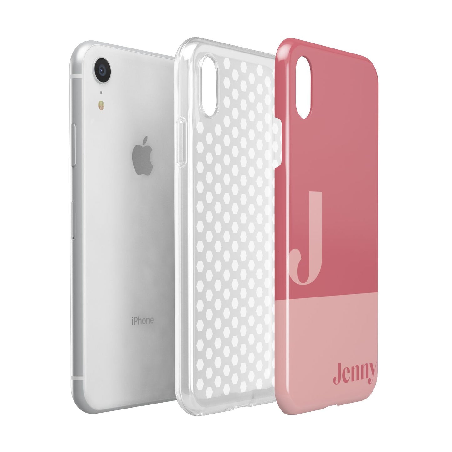 Contrast Personalised Pink Apple iPhone XR White 3D Tough Case Expanded view