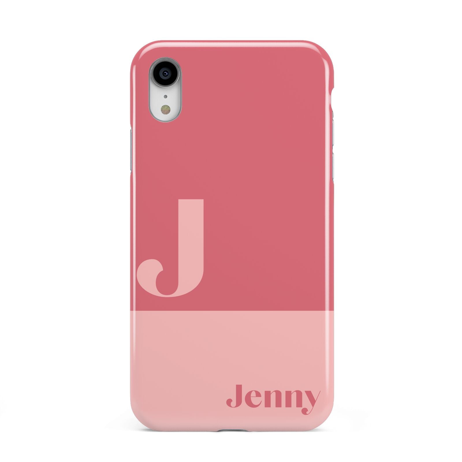 Contrast Personalised Pink Apple iPhone XR White 3D Tough Case