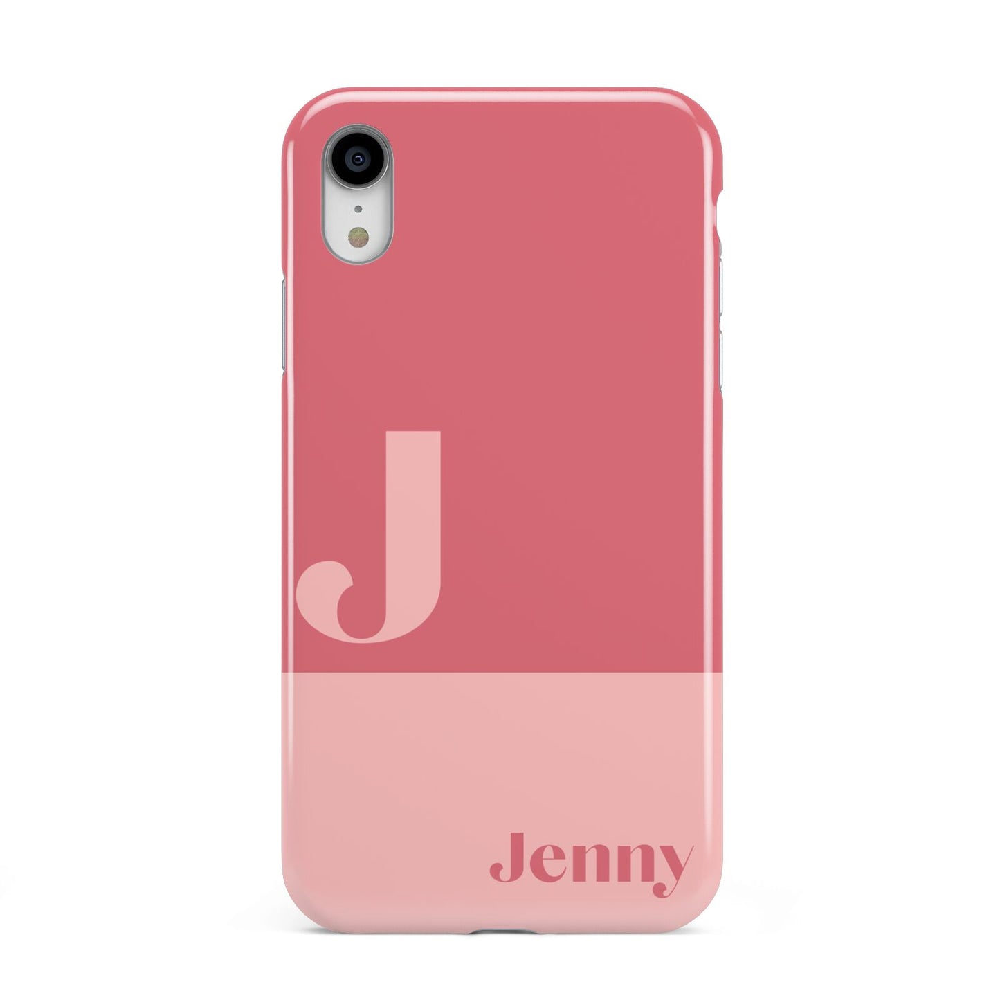 Contrast Personalised Pink Apple iPhone XR White 3D Tough Case
