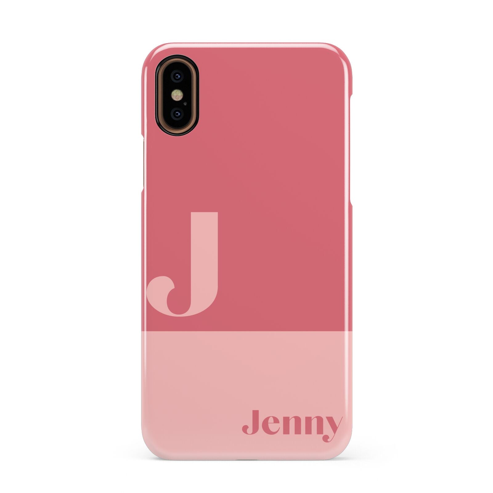 Contrast Personalised Pink Apple iPhone XS 3D Snap Case