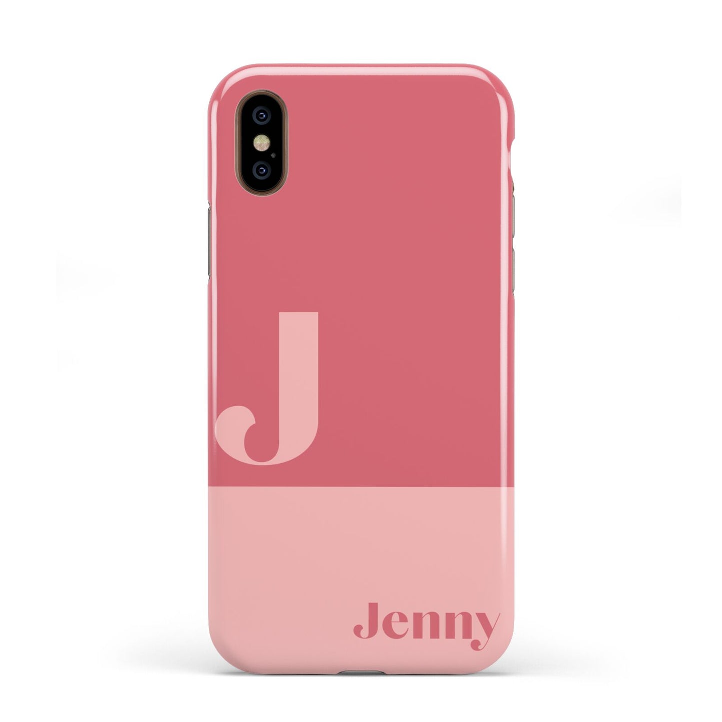 Contrast Personalised Pink Apple iPhone XS 3D Tough