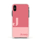 Contrast Personalised Pink Apple iPhone Xs Impact Case Pink Edge on Black Phone