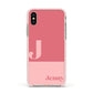 Contrast Personalised Pink Apple iPhone Xs Impact Case Pink Edge on Gold Phone
