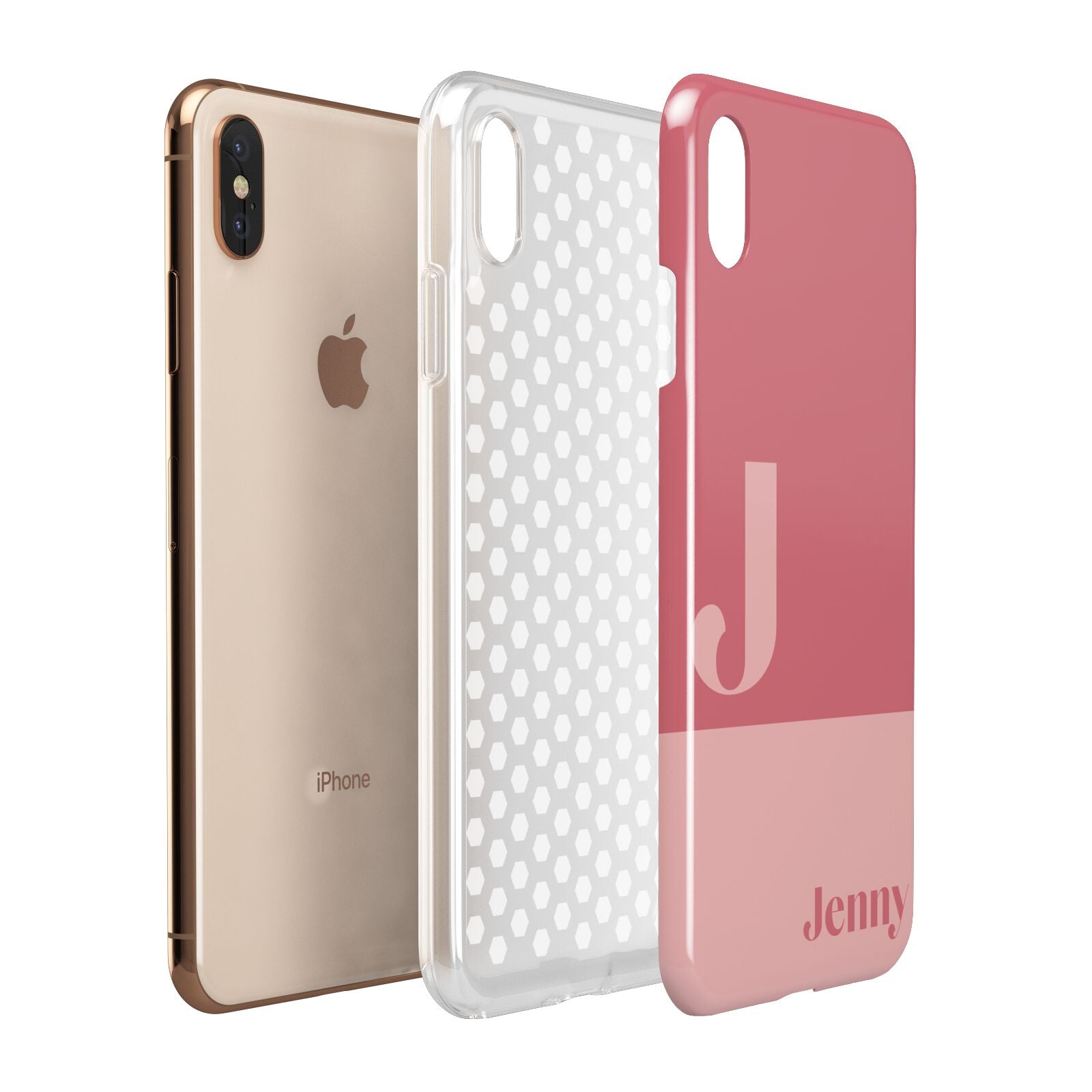 Contrast Personalised Pink Apple iPhone Xs Max 3D Tough Case Expanded View