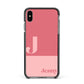 Contrast Personalised Pink Apple iPhone Xs Max Impact Case Black Edge on Black Phone